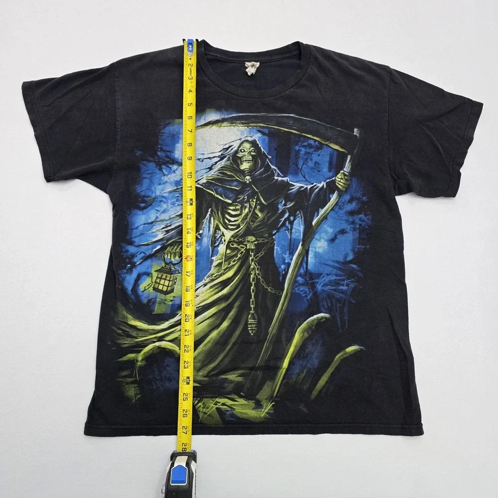 Alstyle Grim Reaper Graphic T-Shirt Mens Large Black Gothic Horror Scythe Tee